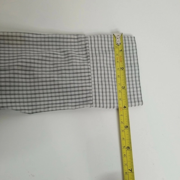 Banana Republic Women's Gray Check Ruffle Collar Long Sleeve Button Shirt Size M - Picture 4 of 5